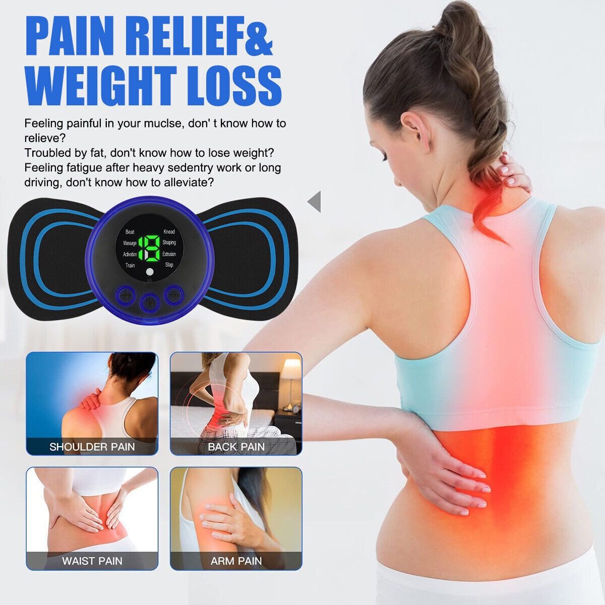 EMS Pro™ Mini Massager Patch | Smart Electric Pain Relief Device for Neck, Back & Body (Portable & Powerful)