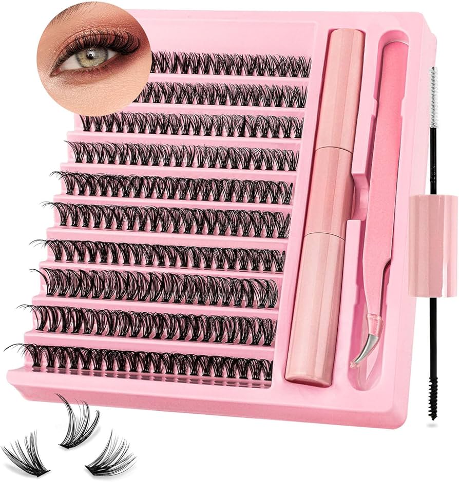 200-Piece DIY Cluster Eyelash Extension Kit with Bond & Seal
