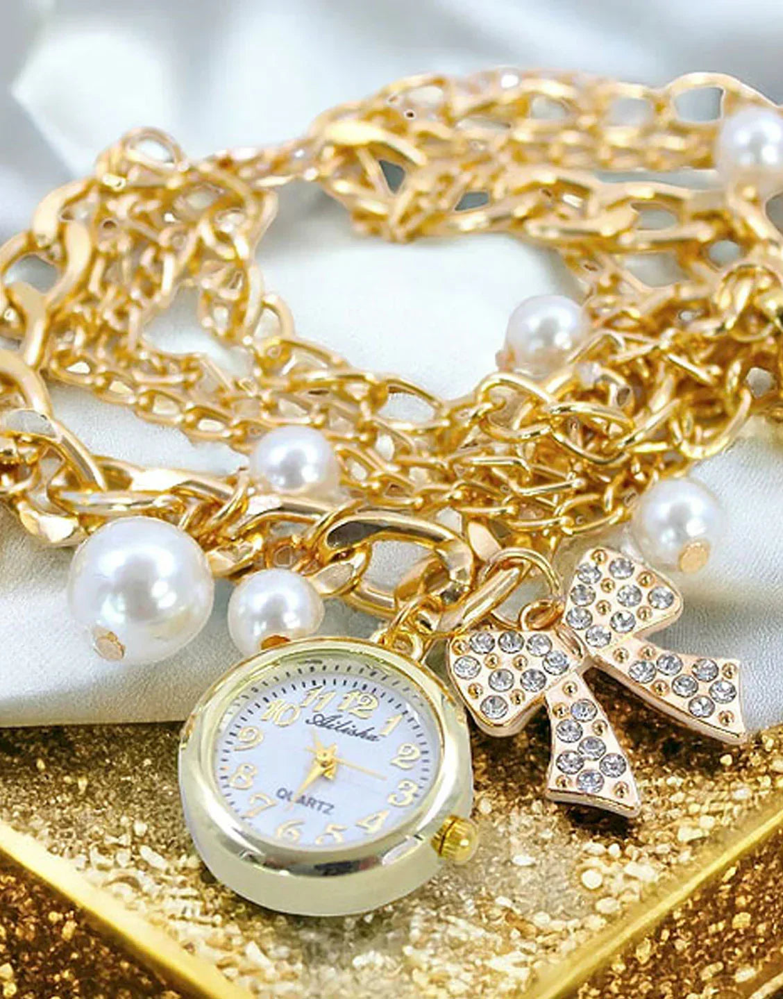 pearl bracelet watch for girls