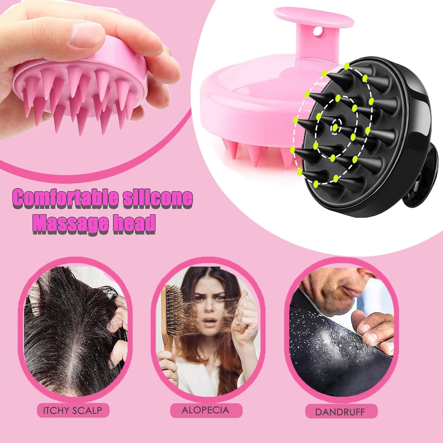 𝐒𝐡𝐚𝐦𝐩𝐨𝐨 𝐌𝐚𝐬𝐬𝐚𝐠𝐞𝐫 𝐁𝐫𝐮𝐬𝐡 – 𝐒𝐜𝐚𝐥𝐩 𝐇𝐚𝐢𝐫 𝐒𝐜𝐫𝐮𝐛𝐛𝐞𝐫 𝐰𝐢𝐭𝐡 𝐒𝐨𝐟𝐭 𝐒𝐢𝐥𝐢𝐜𝐨𝐧𝐞 𝐁𝐫𝐢𝐬𝐭𝐥𝐞𝐬